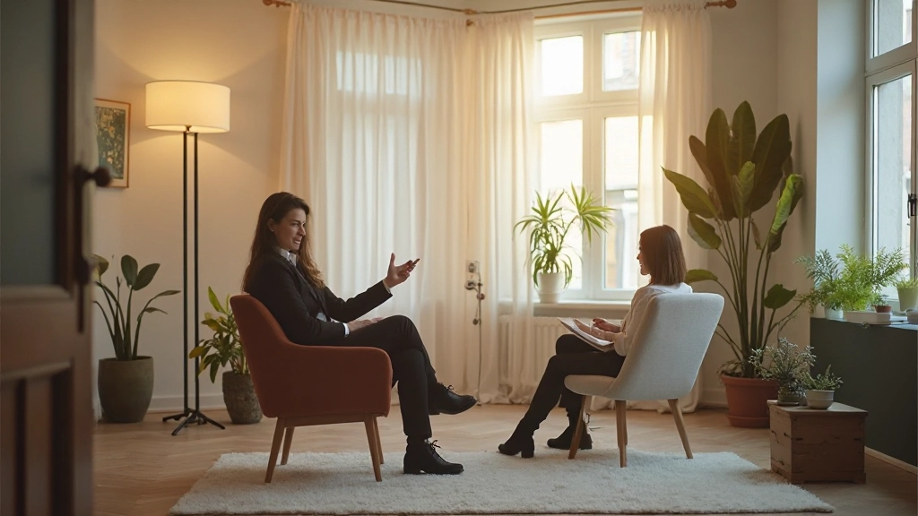 Professional life coaching environment with modern workspace and learning materials